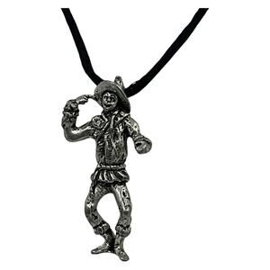 Vintage Scarecrow Pendant Comstock Pewter Wizard of‎ Oz 1998 Nylon Necklace